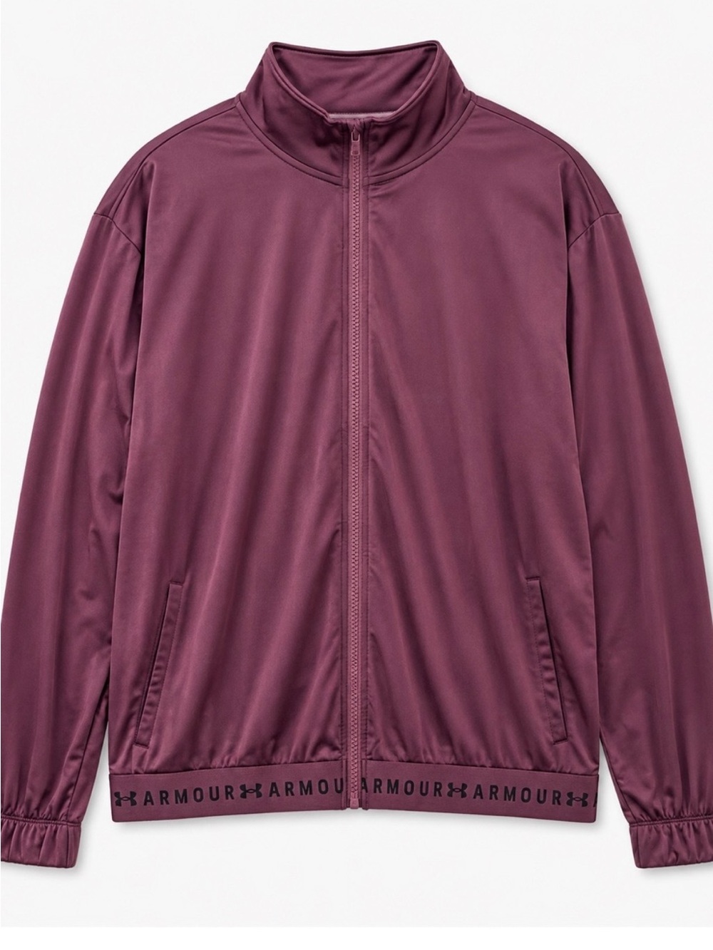 Under Armour Track Jacket Women L Maroon HeatGear Full Zip Workout
